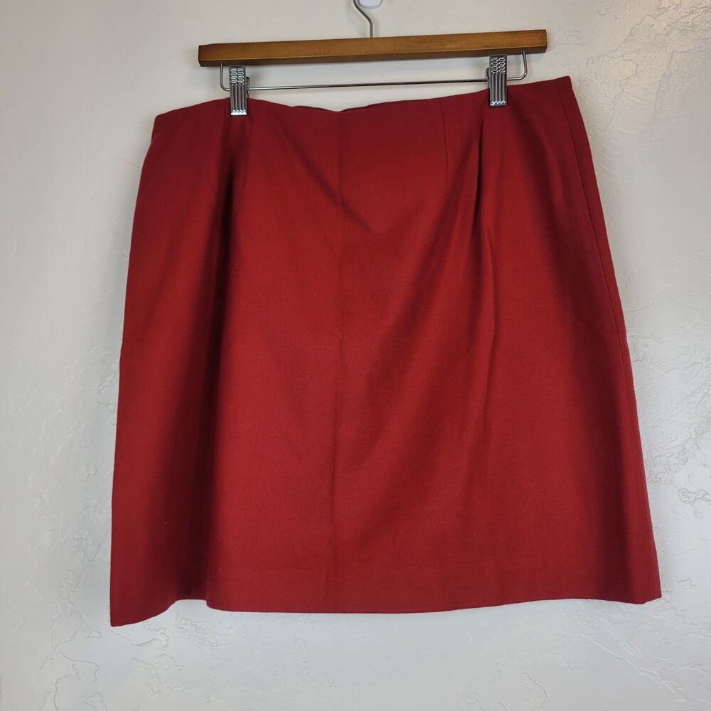 Ann Taylor Red Wool Blend Double Button Wrap Skirt Size 14 Workwear Fall Style - Picture 3 of 6